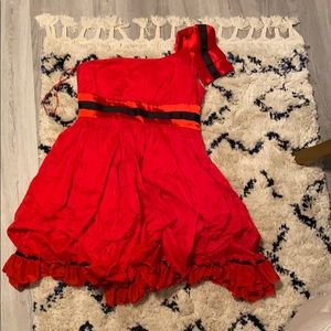 Orange/red & black Double Zero one shoulder dress